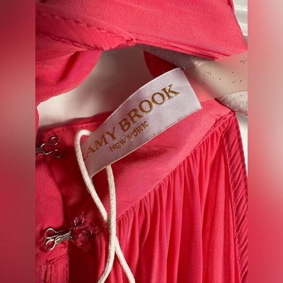 RAMY BROOK SIZE L Annette Halter Midi Dress In Punch PINK eyelet embroidered - Picture 5 of 11